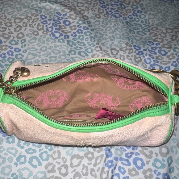 Vintage Rare Green Pink Juicy Couture Barrel Bag Purse Satchel - Terry Cloth - Picture 10 of 10